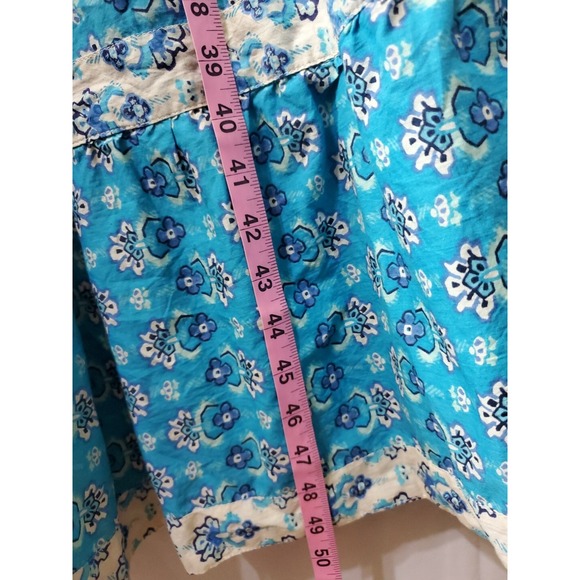 Harlow & Rose Sun Dress Women's Large Blue Floral Fit & Flare Sleeveless Cotton - Picture 7 of 7